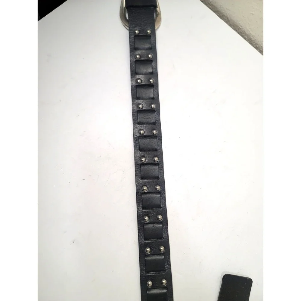Michael Kors Black Leather Belt With Silver-Tone Buckle Size L‎